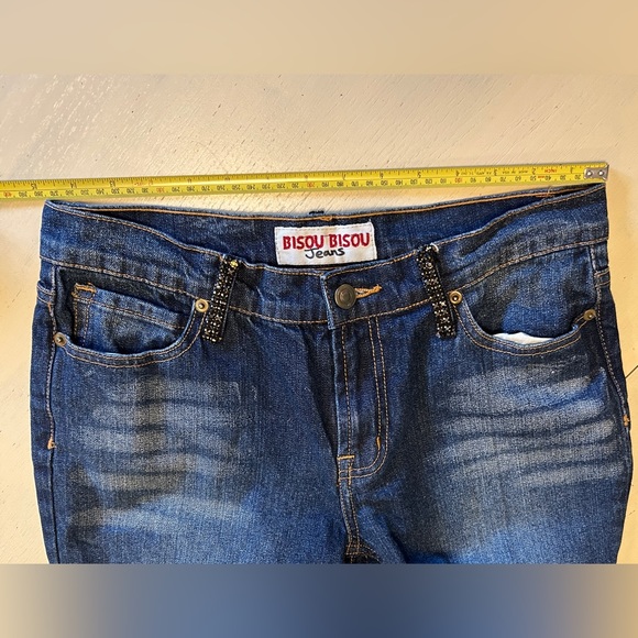 Bisou Bisou Flare Split Leg Embellished Jeans size 8 - Picture 8 of 9
